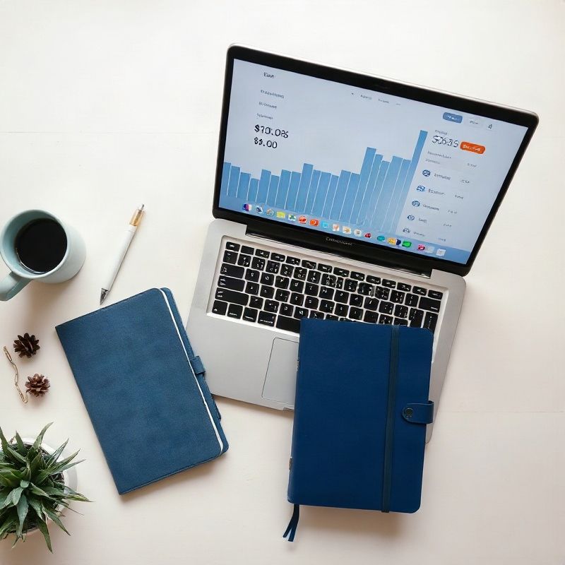 Espace de travail minimaliste avec tableau de bord de tarification